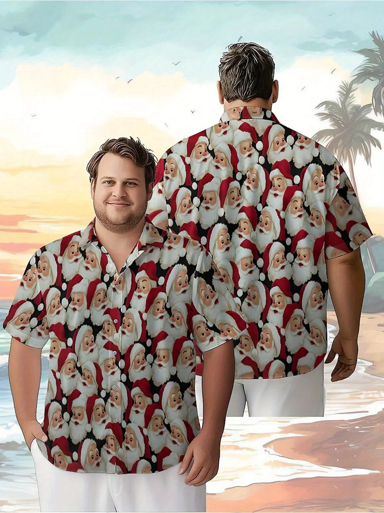 

Men's Plus Size Hawaiian Shirts Santa Claus Theme pattern,New in Summer Fashion Tops,Hip Hop Rock Streetwear