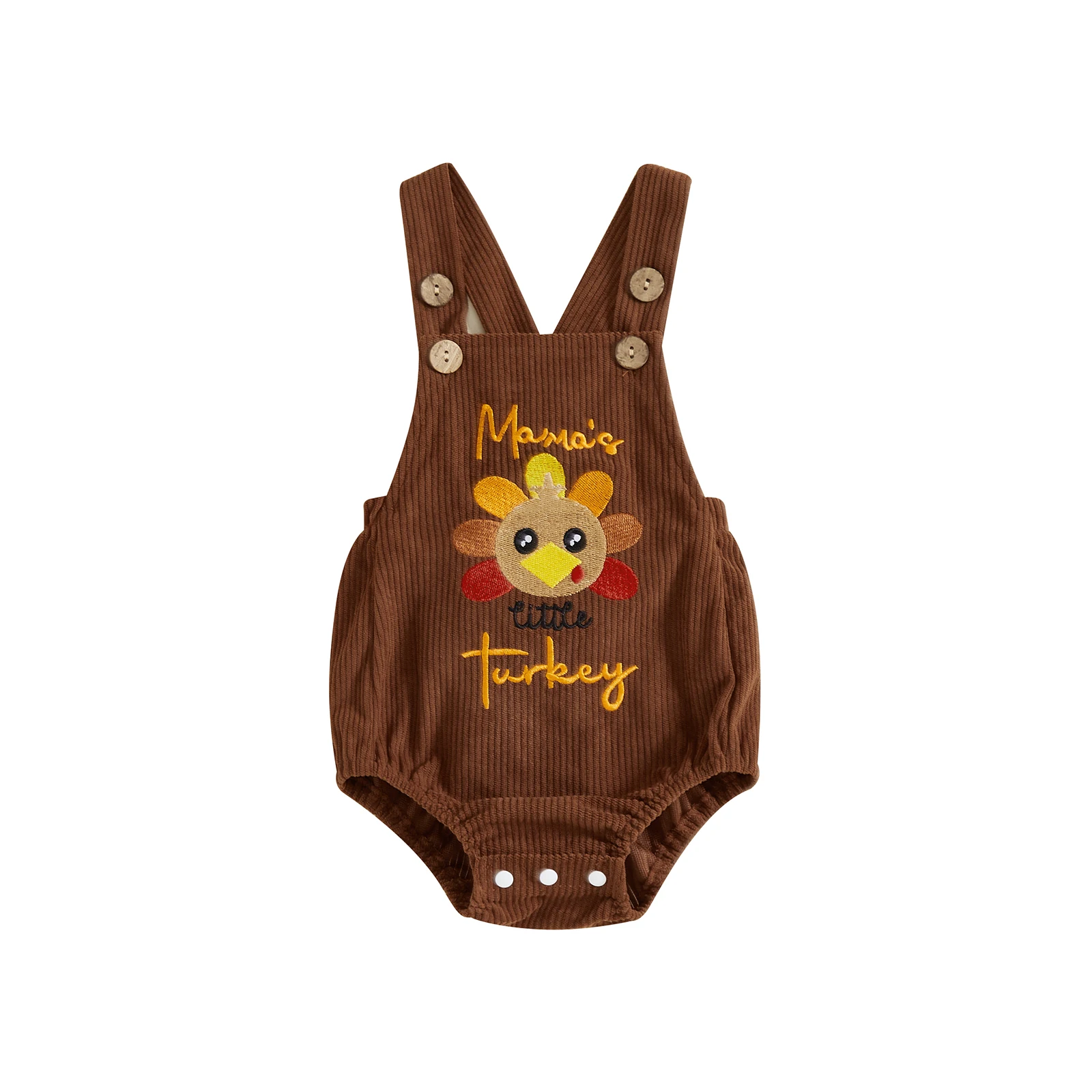 

Thanksgiving Baby Boy Romper with Cute Turkey Embroidery Sleeveless Overall Bodysuit for Newborns Festive Thanksgiving Outfit