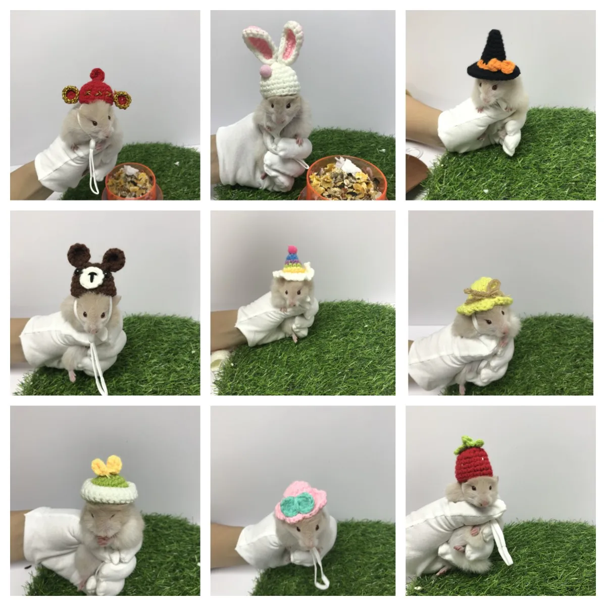 Mini gancho de mano de punto para mascotas, sombreros de cabeza para hámsteres, loros, lagartos, serpientes y otras mascotas pequeñas