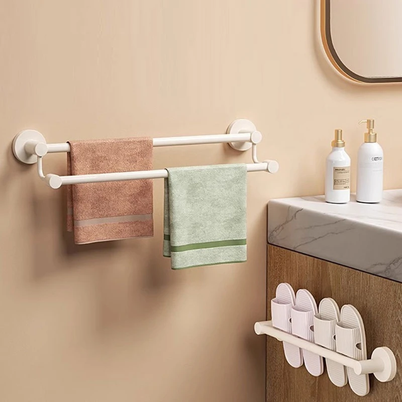 Double-Pole Bath Towel Bar Rack- Stainless Steel Towel Rack Used In Bathroom. Double-Pole Heavy-Duty Wall Towel Rack