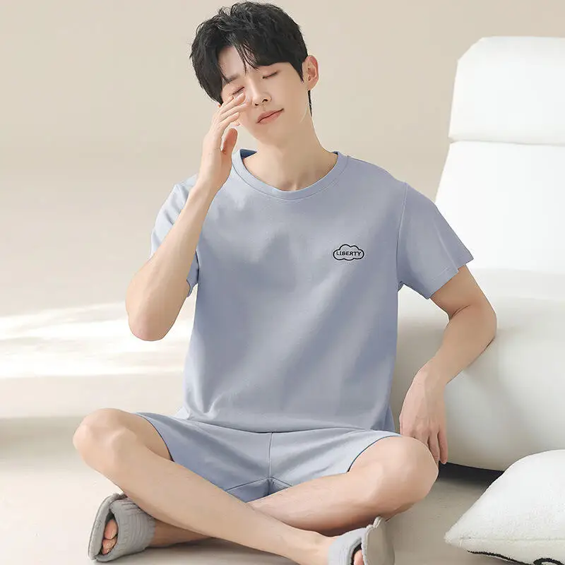 

Мужская домашняя одежда: пижамы, летний костюм, спортивный костюм, футболка и шорты, спортивная одежда Y2K, комплект из 2 предметов, оптом