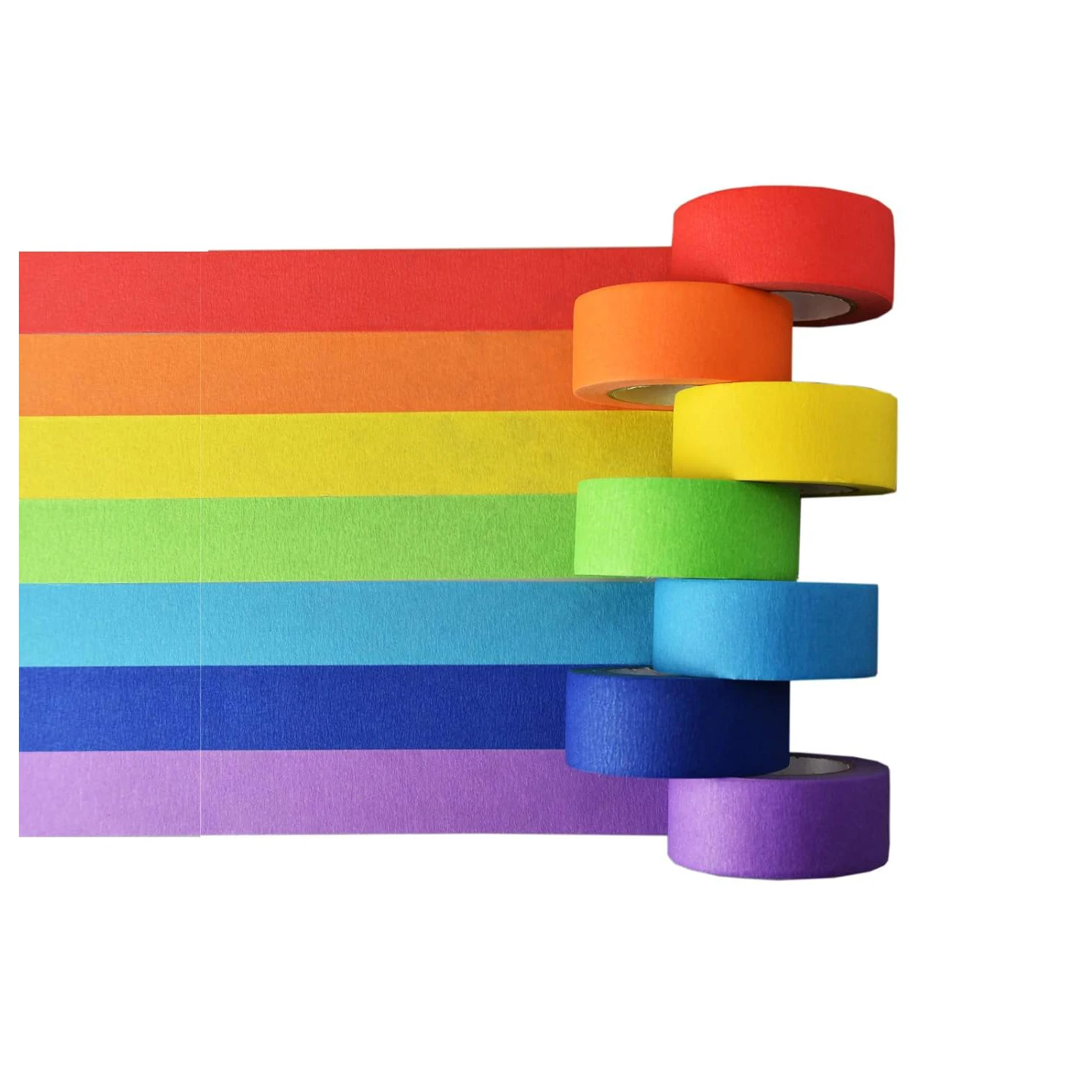 7 Rolls Rainbow Colored Masking Tape Adhesive Painters Textured Paper Roll Stickers Decoration DIY Marker Label Drafting Craft image 5
