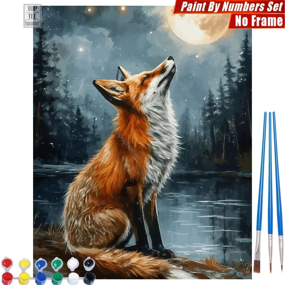 

Набор для рисования по номерам Fox Moon Lake - Декор для спальни в стиле Fox Lake Mysterious Home, подарок на День святого Валентина для дочери