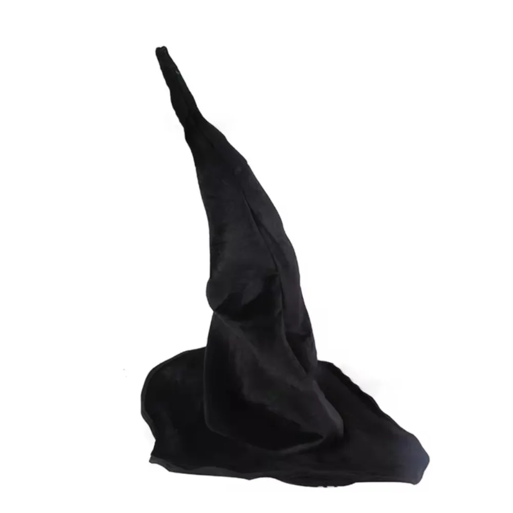 Vintage Twisted Wizard Hat Folds Flannelette Wool Knit Hat Black Devil Cap Photo Props