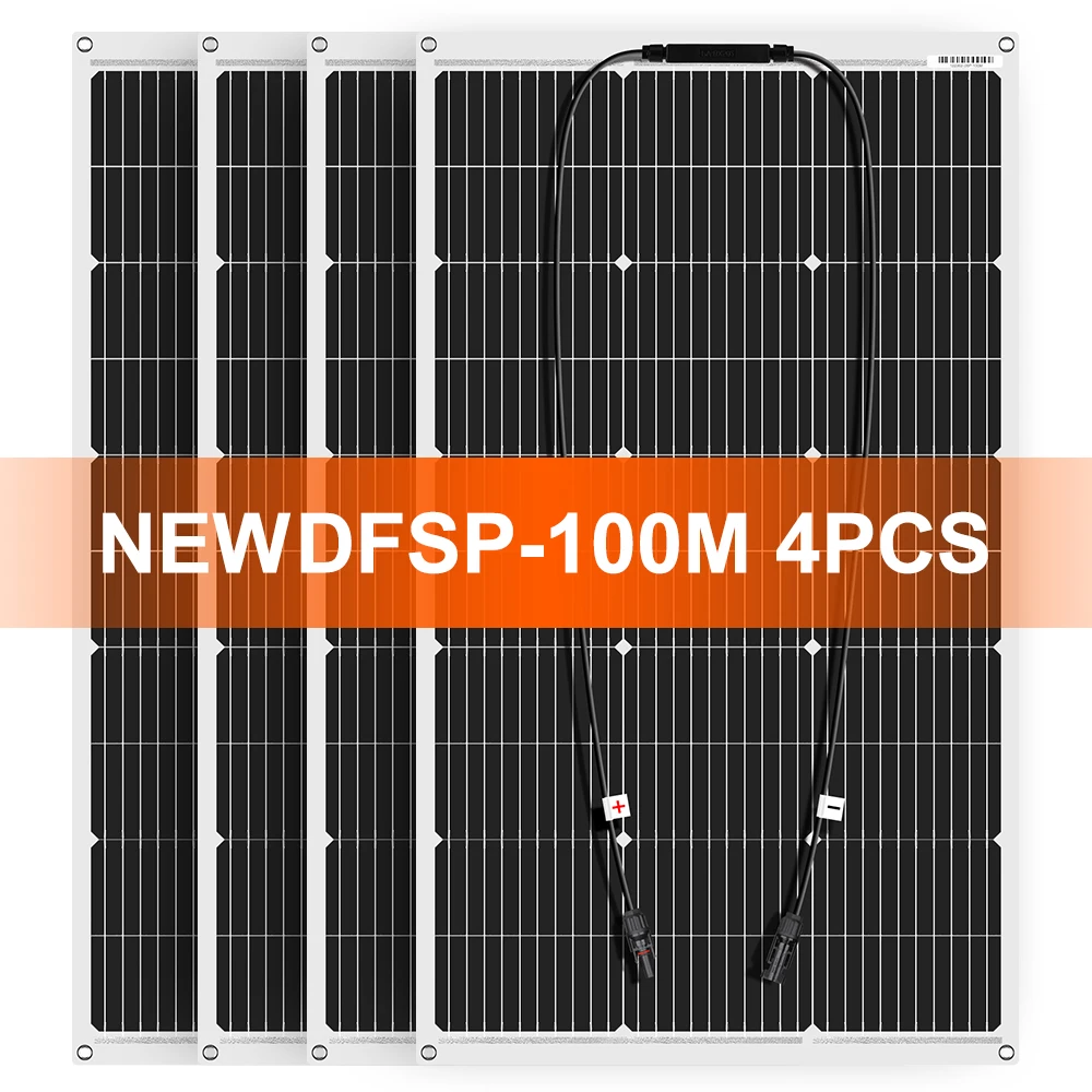 DOKIO 18V 100W/200W/400W Flexibele Zonnepanelen Waterdicht Monokristallijn Zonnepaneel Camping RV thuis Lading 12V