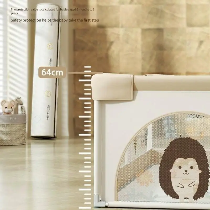 بوابة أمان لروضة الأطفال، ساحة لعب شبكية ناعمة مع حصيرة زحف، منطقة لعب داخلية متينة للرضع والأطفال الصغار لحماية المنزل