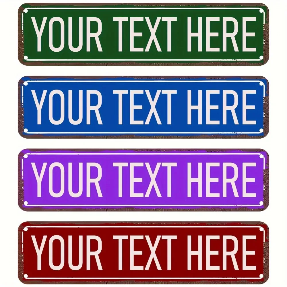 1pc 2D Flat S-CUS002 Custom Street Wall Plaque 16×4 Inch Personalized Name Message 16 Colors Indoor Outdoor Decor Only For Decor