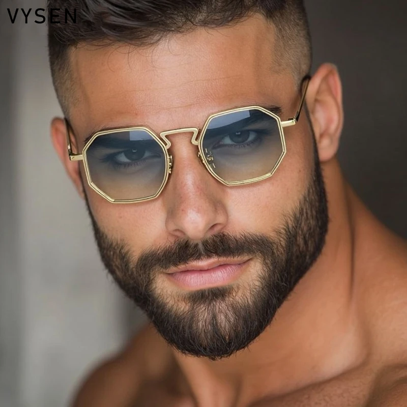 Kleine Polygon-Metall-Sonnenbrille im Punk-Stil für Herren 2026 Luxusmarke Vintage Sonnenbrille Männliche Mode Outdoor-Brillen UV400 – Detail 2