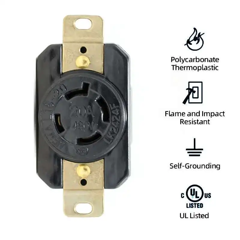 LK2424F US NEMA L16 20R Receptacle Socket 20A 480V Female Wired Locking Connector American Industry Generator Control Power Plug