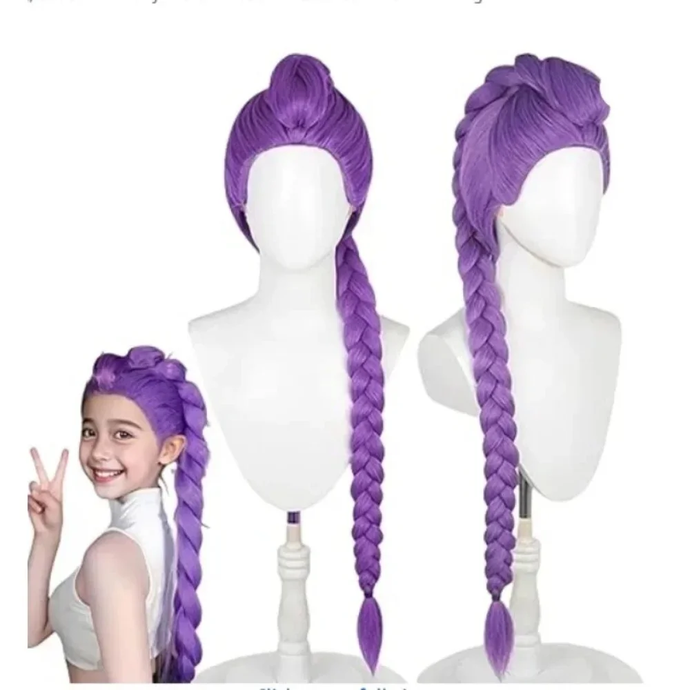 Demon Hunters Costume Rumi Wigs Cosplay Kids Anime Mira Zoey Costume Wigs for Women Men Purple Braid Wig Halloween Cosplay Prop