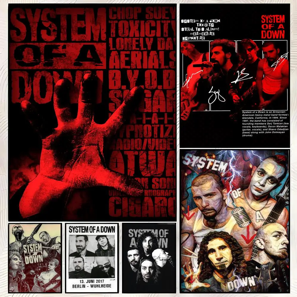 Rock Band S-System of a Down Album Cover Poster Vintage PP Paper Wall Art Home Decor Print for Bedroom Living Room Aesthetic