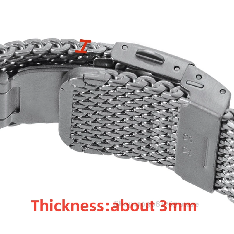 High Quality Stainless Steel Watch Strap 18mm 20mm 22mm  For Rolex Omega IWC  1.0mm 0.6mm Milanese Woven Watch Band