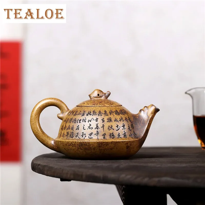 430ml Yixing Purple Clay Teapot Handmade Dragon Turtle Pot Raw Ore Hyperthermy Section Mud Tea Soaking Kettle Zisha Tea Set Gift