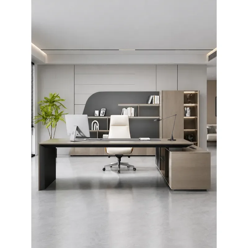 Solid Wood Executive Desk Modern Simple High End Office President Table Leader Single Office Desk and Chair Combination