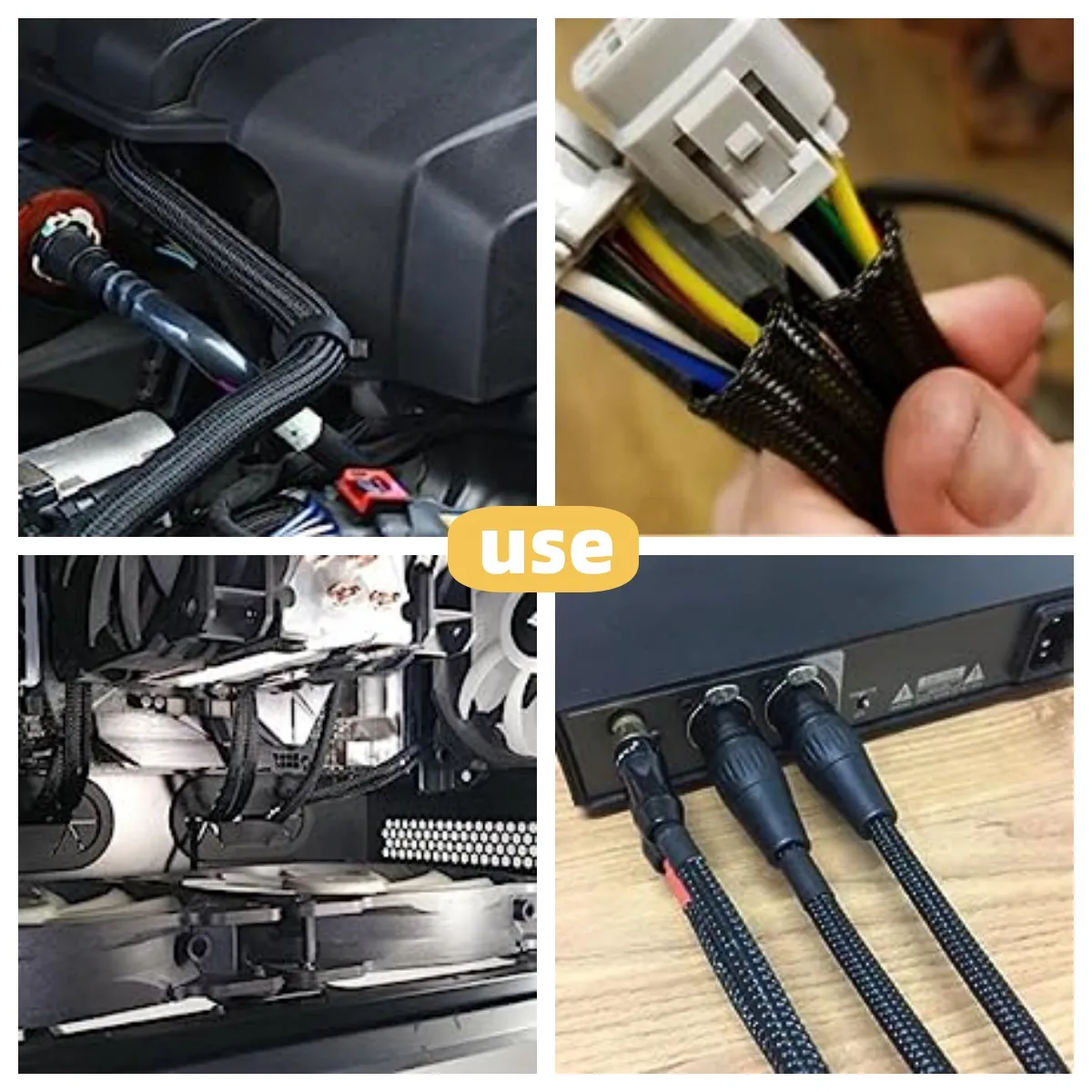 5M/10M PET Expandable Braided Cable Sleeving 4-60mm Cable Protection Black Nylon High Density Tight Insulation Wire Sheathing