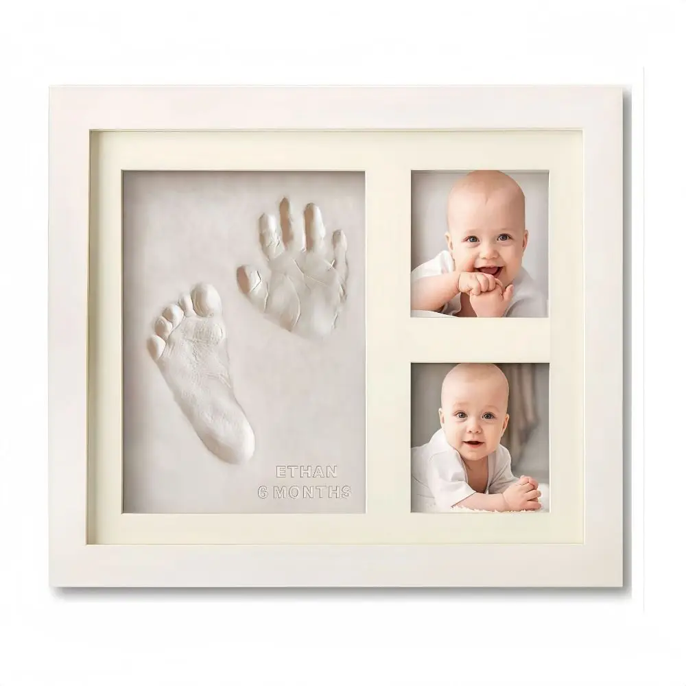 Imprint Clay Baby Hand and Footprints Kit Non-Toxic Paint DIY Keepsake Clay Handprint Keepsake Frame Horizontal Frame