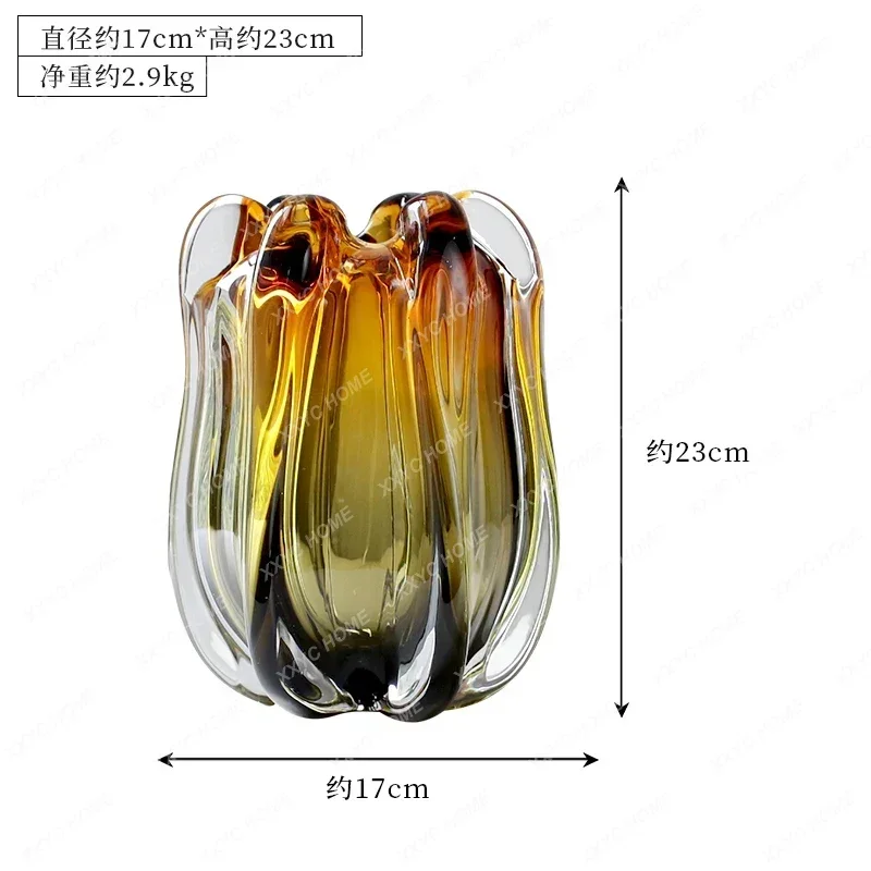 Modern light luxury glazed vase ornament,dining table simulation flower water potter, creative home accessorie