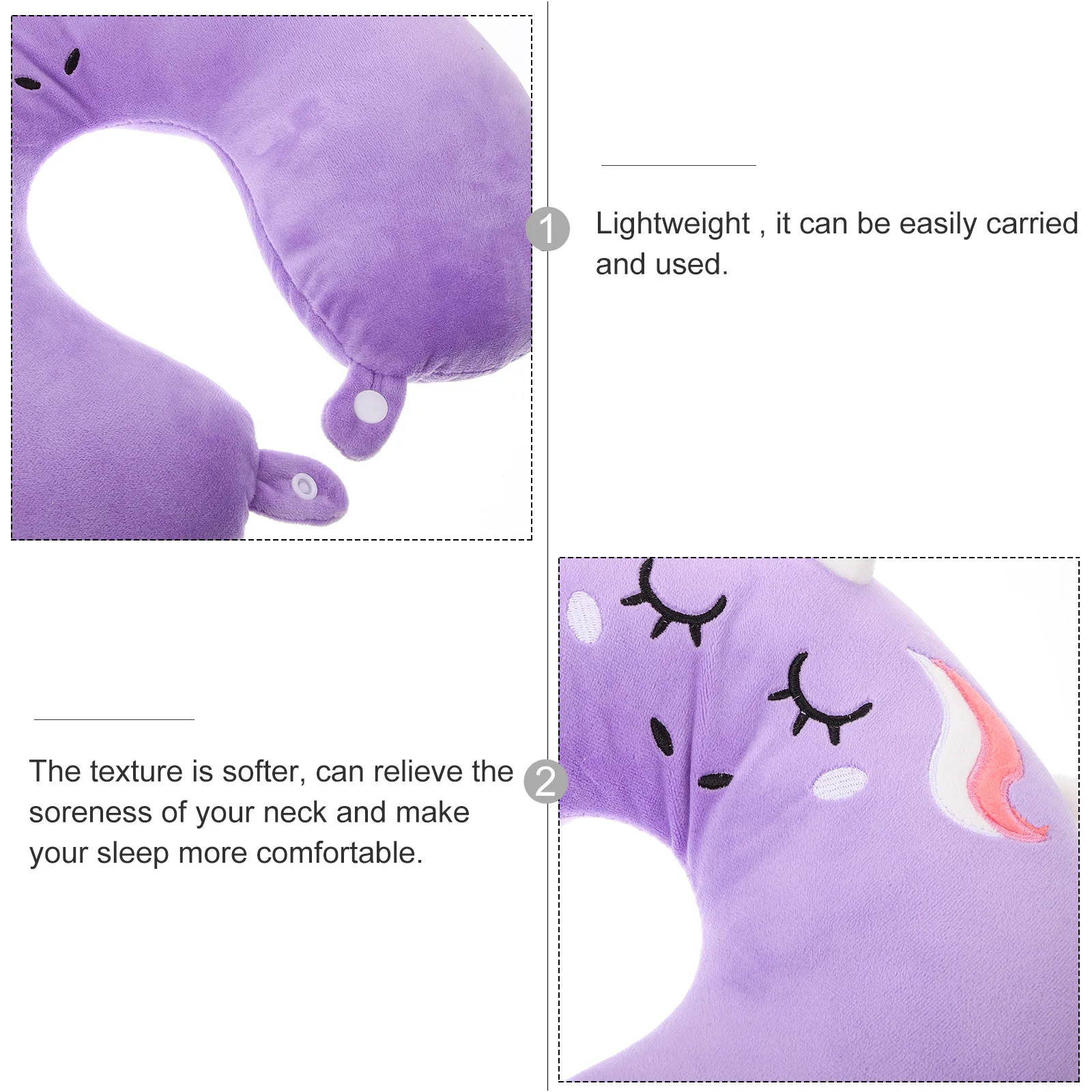 

Unicorn U shaped Neck Pillow Soft Memory Foam Travel Office Car Airplane Sleep Cushion Gray Portable Lightweight