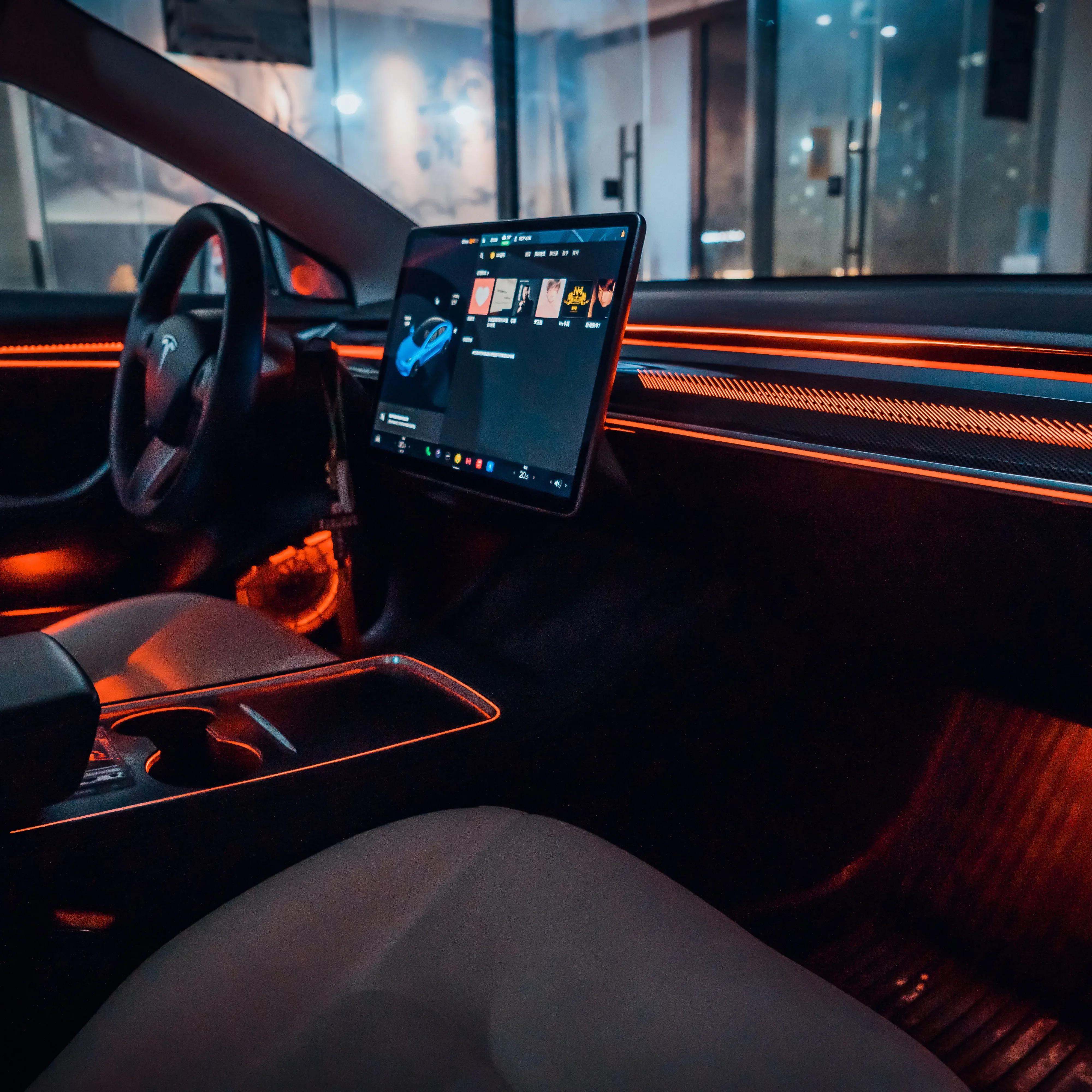 

zz ДЛЯ Tesla Model 3 Y, внутреннее освещение автомобиля, окружающее освещение с дистанционным управлением, светодиодное окружающее многоцветное автомобильное окружающее освещение 28 в 1