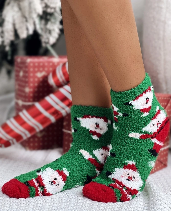 

Women's Christmas 3 Pair Combination Christmas Socks Coral Velvet Socks Carpet with Velvet Socks Winter Thick Floor Velvet Socks