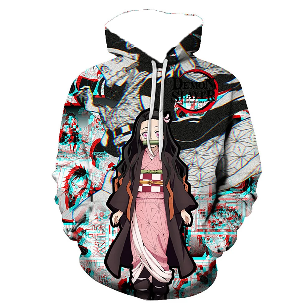 秋と冬の日本のアニメ鬼滅の刃ストーブドア炭治郎3Dプリントストリートパーカー速乾性と通気性