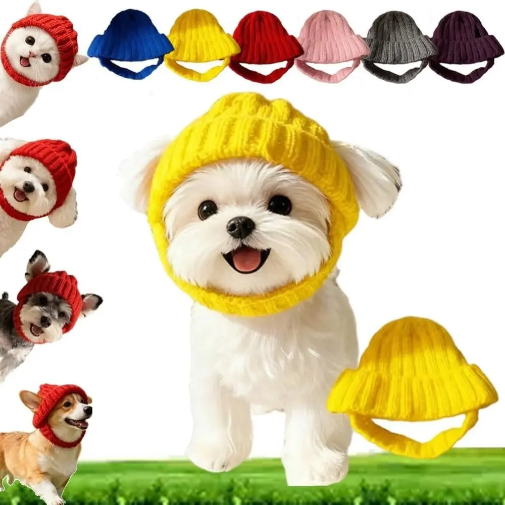 

Cozy Soft Knit Warm Dog Beanie Playful Dog Design with Ear Holes Winter Dog Cap Comfortable Windproof Pet Headwear Cold Weather