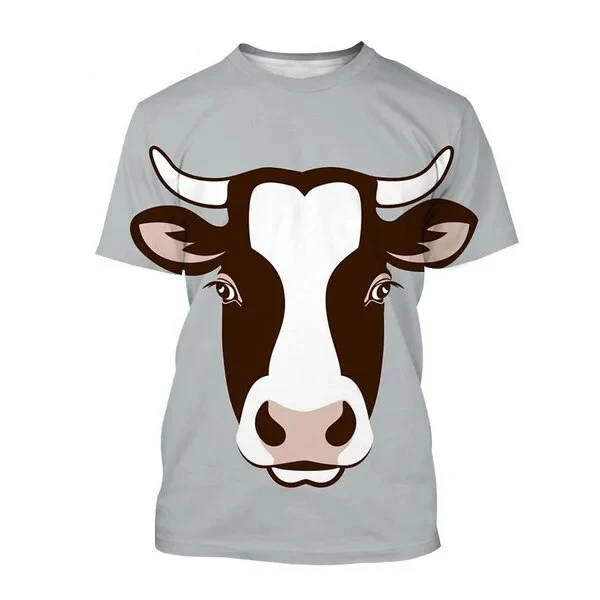 Summer Fashion New Cow 3D Print T-shirts Women Streetwear Casual Harajuku Short Sleeve T Shirt O-neck Kids Tees Tops Clothing