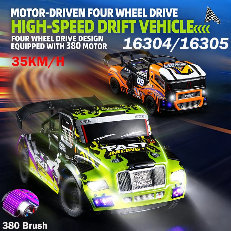 

WLtoys 1/16 16304 16305 RC Car 2.4G 4WD High Speed Brushled Motor Racing Drift Toys with Night LED for Kids And Adults Gift