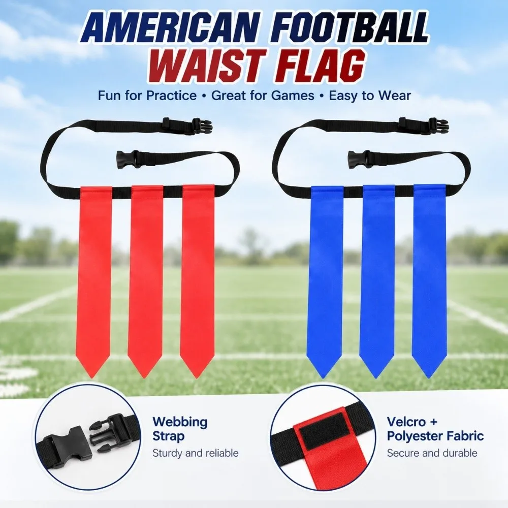 New PVC American Football Waist Flag Multicolors with Storage Bag Float Strap Rugby Waist Flags Youth Football Waist Belt