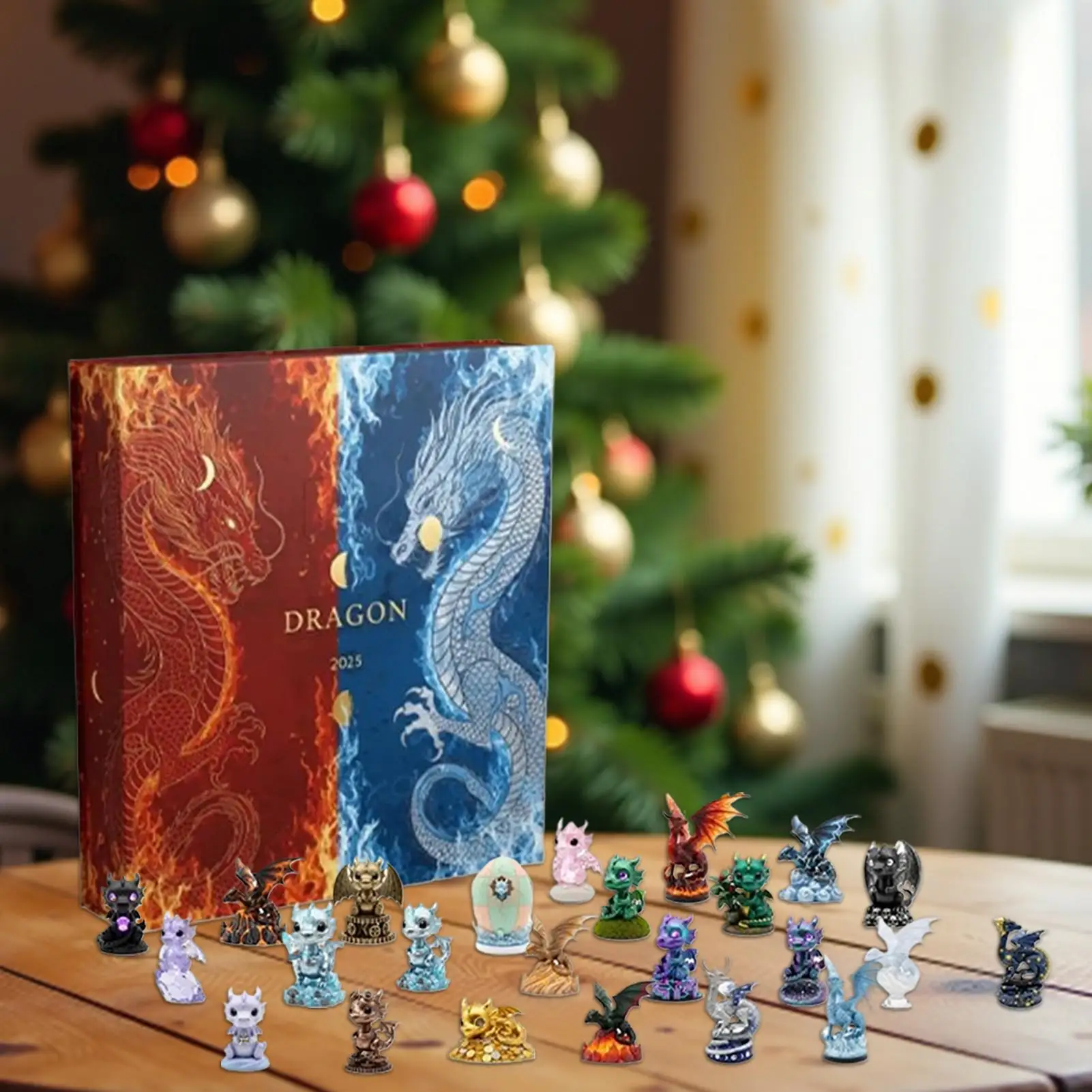 عيد الميلاد التقويم مجيء 2025 لطيف 2D الاكريليك 24 يوما هدايا الحفلات التنين زخرفة العد التنازلي التقويم للأطفال هدية عيد ميلاد #1