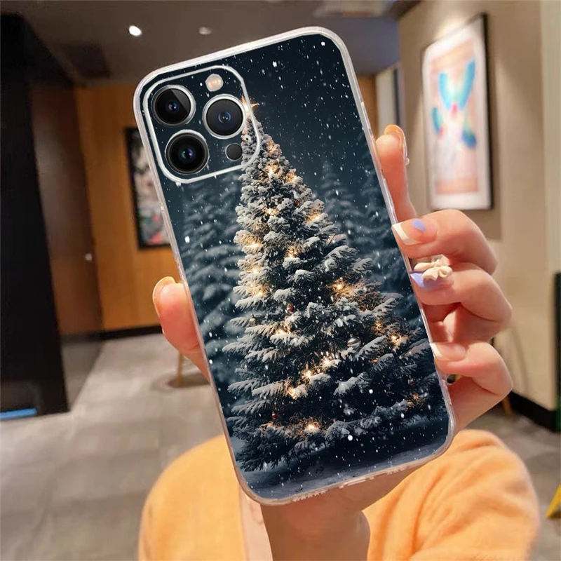 

Merry Christmas Tree Phone Case Carcasa Funda For iPhone 17 Pro Max Air 16 15 14 13 Pro Max 15 16 Pro 15Plus 16E Case