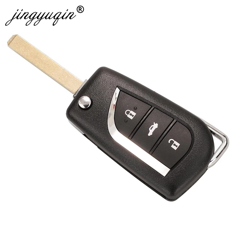 jinyuqin NEW Flip Folding Remote Key Shell Case fit CR2016 Holder for Toyota Levin Camry Reiz Highlander Corolla VA2 Toy48 Toy43