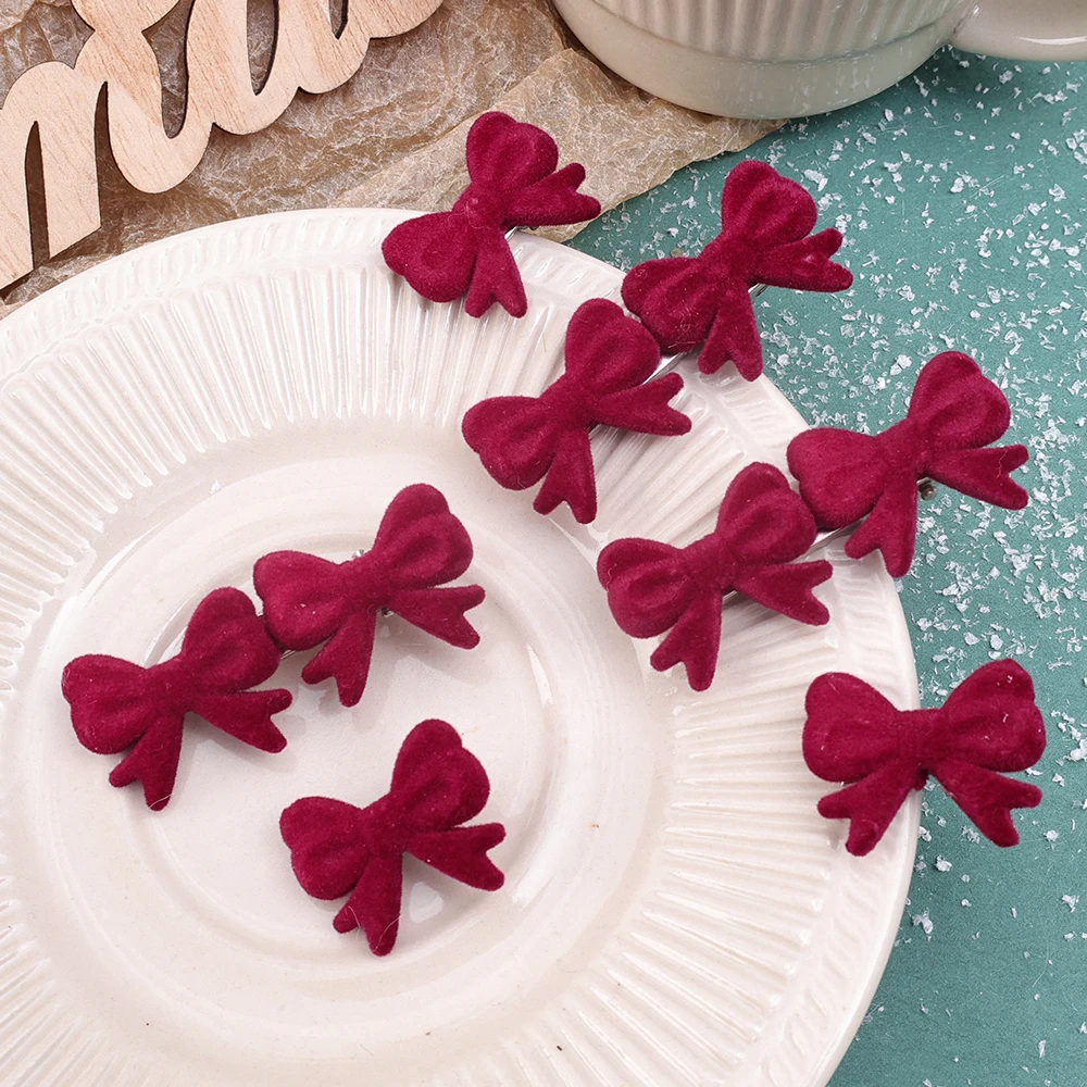 Cute Small Velvet Bow Hair Clips for Women Korean Ins Red Hairpins Girls Elegant Hair Clip Pin Barrette Wedding Hair Accessories