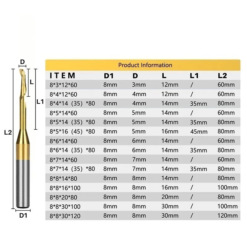 Imagem -03 - Xcan-alumínio Espiral End Mill Fresa Hss Flauta Única Cnc Router Bit Tin Revestido Corte de Madeira mm Shank