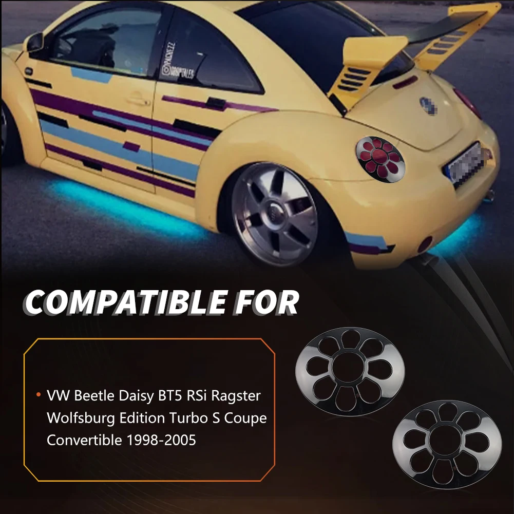 2Pcs Daisy Fower Tail Light Cover For VW Volkswagen Beetle  Turbo S Coupe Convertible 1998-2005 No Bulb/Socket
