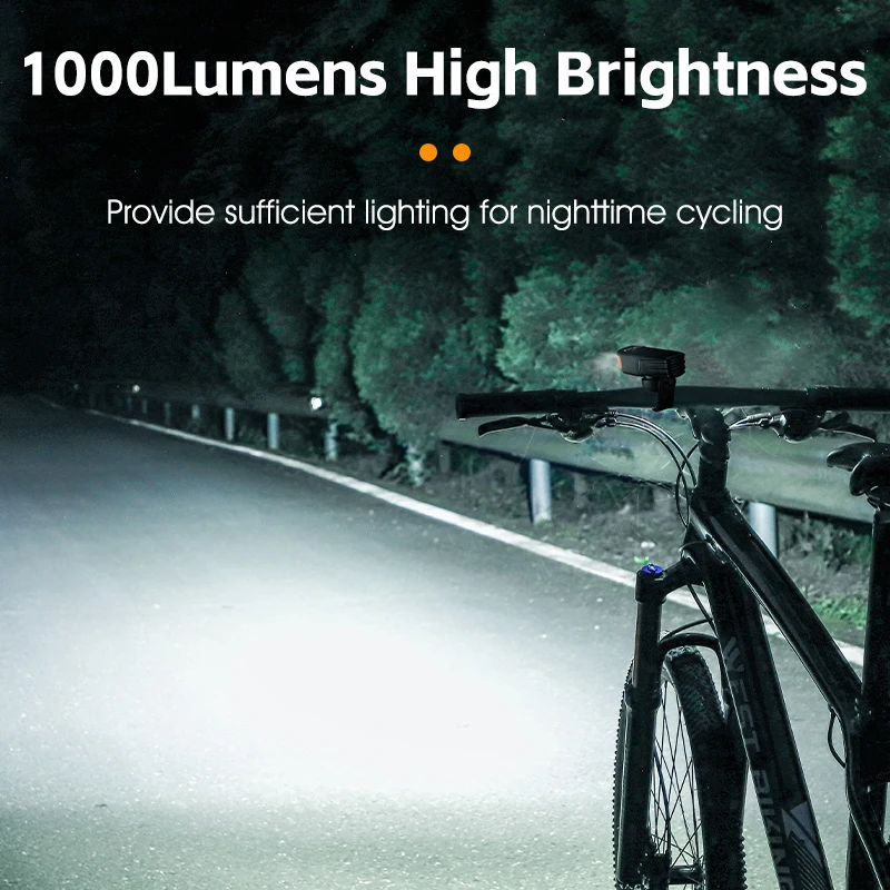 1000LM Bicycle Light 2600mAh High/Low Beam Bike light IPX65 Waterproof Type-C Charging Road MTB Remote Control Bike Light