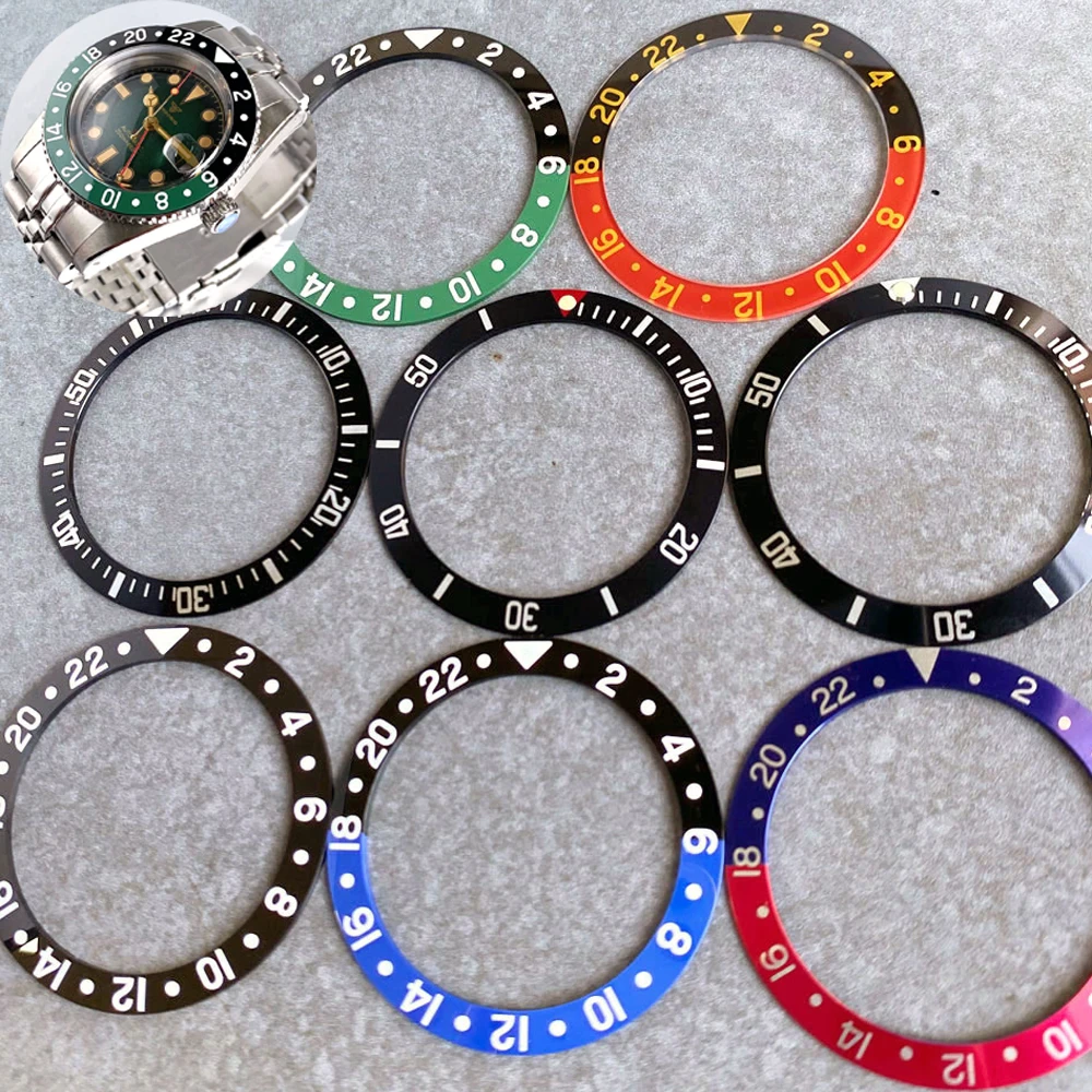 Neue 36,5 mm * 29,2 mm hochwertige Tauchkeramik/Aluminium 1 Stück Lünetteneinsatz für NH35 NH34 NH36 GMT Automatikwerk Uhrenlünette