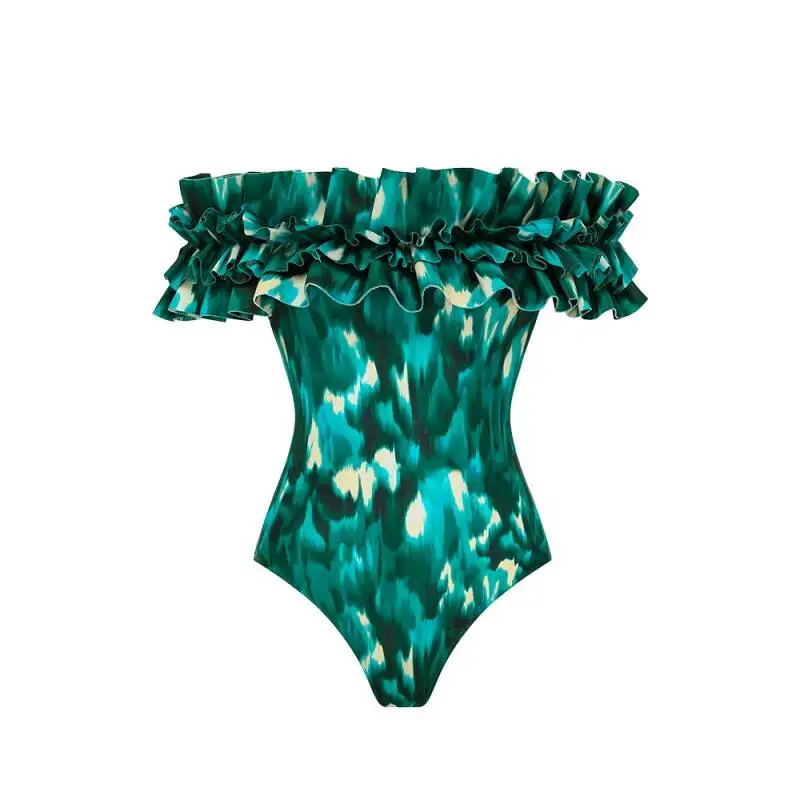 

Летний купальник-боди Flaxmaker 2025 с юбкой, женский, цельный, бандо, с принтом в горошек, для вечеринок, бикини, купальный костюм