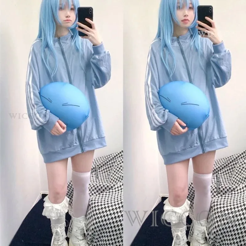 2025 yiyiRimuru Tempest تأثيري أنيمي في ذلك الوقت حصلت على تجسدت كزي الوحل هالوين موحدة خندق شعر مستعار مجموعة يومية