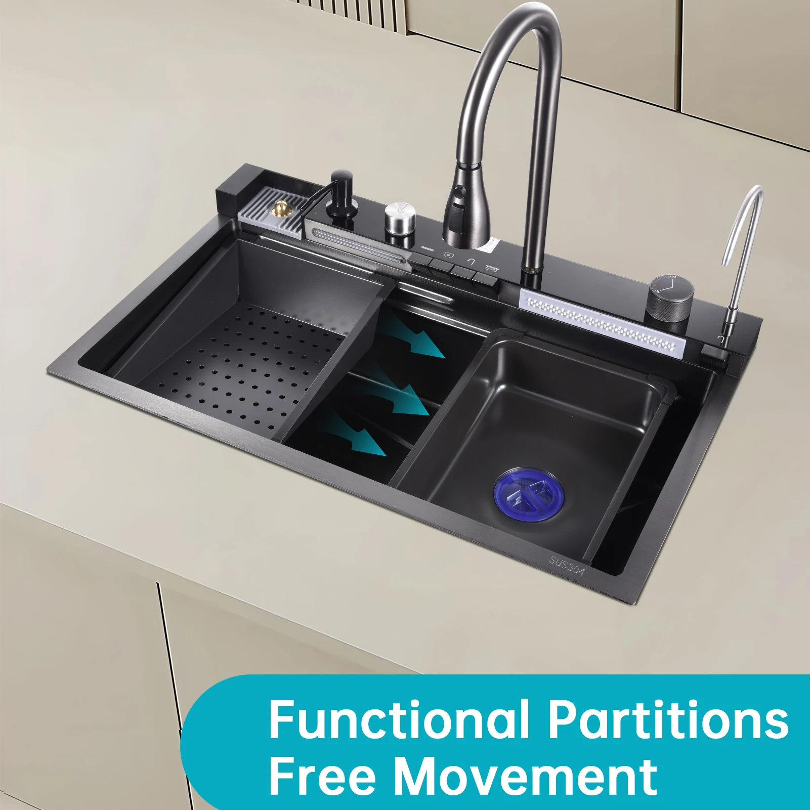 

Stainless Steel Single Bowl Workstation Kitchen Sink, Drop in Sink for Household Dishwasher Laundry Room Outdoor Bar