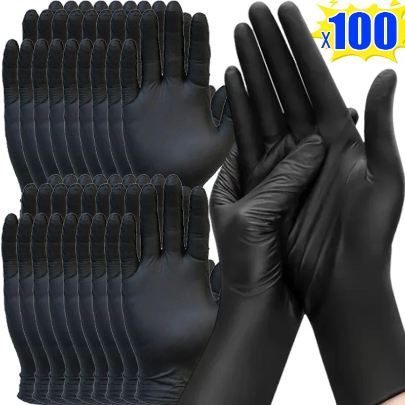 

100/2PCS Black Nitrile Gloves Thickened Household Disposable Cleaning Gloves Dishwashing Hair Dyeing Glove Kitchen Cooking Tools