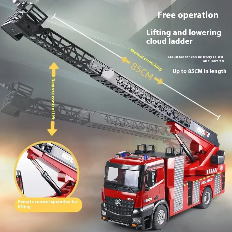 Huina 561 Upgrades to Extra Large 22 Fire Engineering Sprinkler Ladder Car Remote Control Car Fire Rescue Train 1:14 Charging