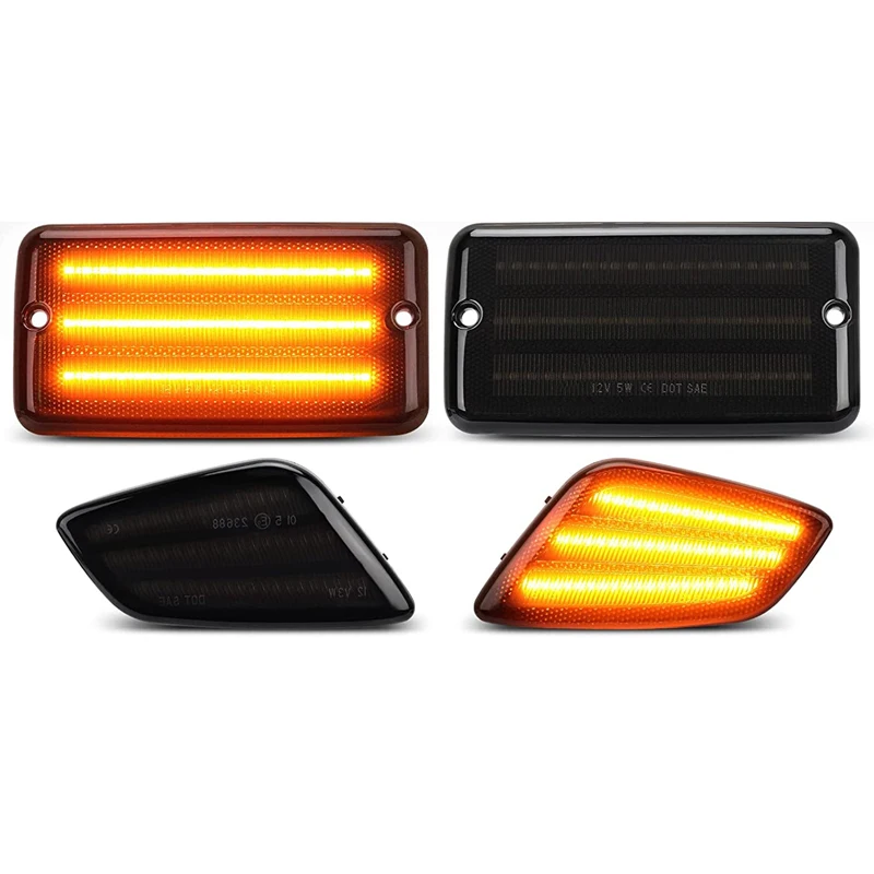 4pcs Car LED Fender Side Marker Lights Bumper Amber LED Turn Signal Lamps Kit For Jeep Wrangler TJ 1997-2006