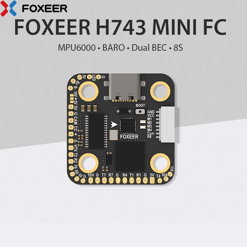 Foxeer H7 Mini MPU6000 Dual BEC Barometer H743 Flight Controller 4-8S LIPO 20X20mm for FPV Freestyle Drone