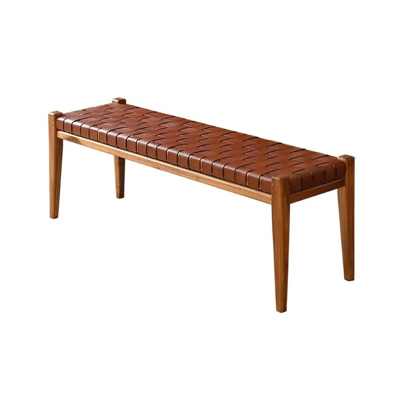 

Bench Solid wood shoe changing bedside stool Saddle leather bench Ash wood dining stool Vintage bench