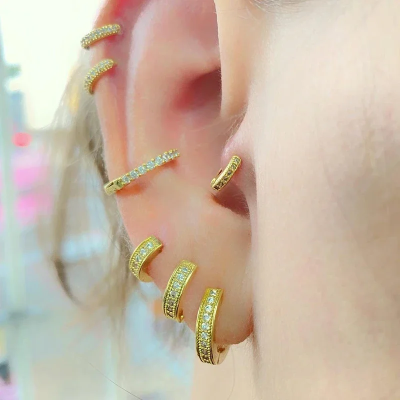 CRMYA Gold Plated Fashion Hoop Earrings For Women CZ Zircon Piercing Circle Earrings 2022 Party Wedding Jewelry Wholesale