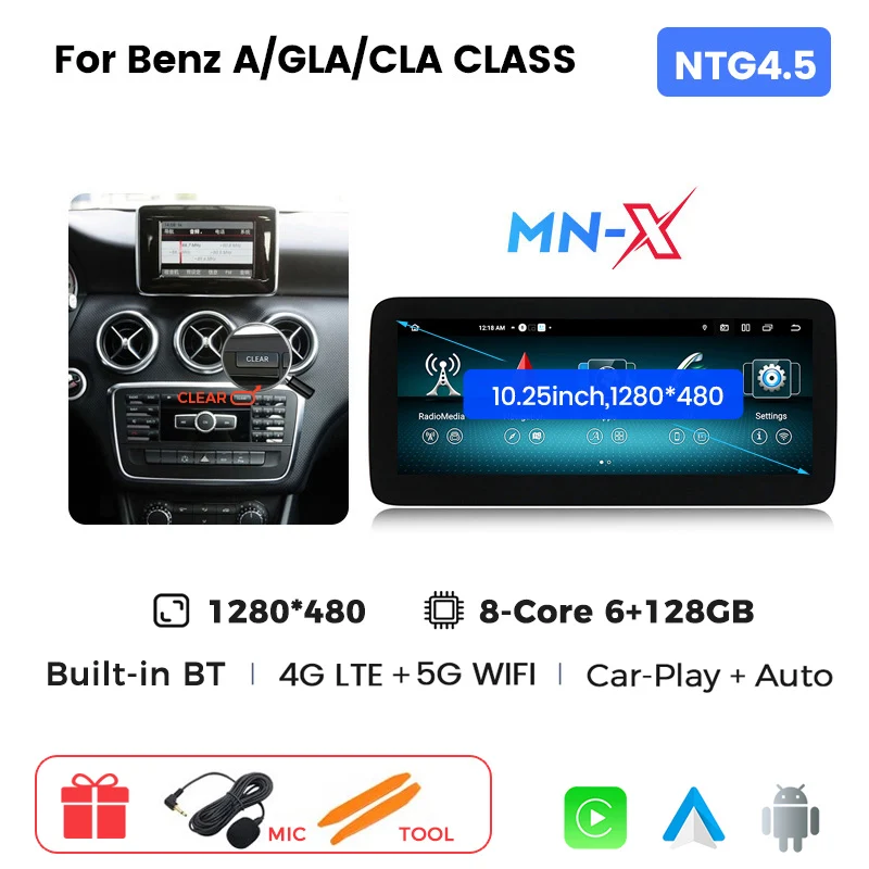 Android 14 Auto Radio Draadloze Carplay Voor Mercedes-Benz A-Klasse W176 Gla X156 Cla C 117 G Klasse W461 W463 Dsp Wifi Gps Multimedia