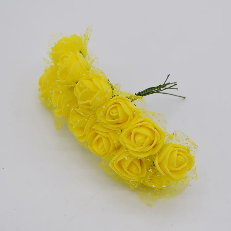 144 Pieces 2cm Foam Mini Teddy Bear of Roses Decorative Home Decor Accessory Wedding Christmas Garland DIY Artificial Flowers