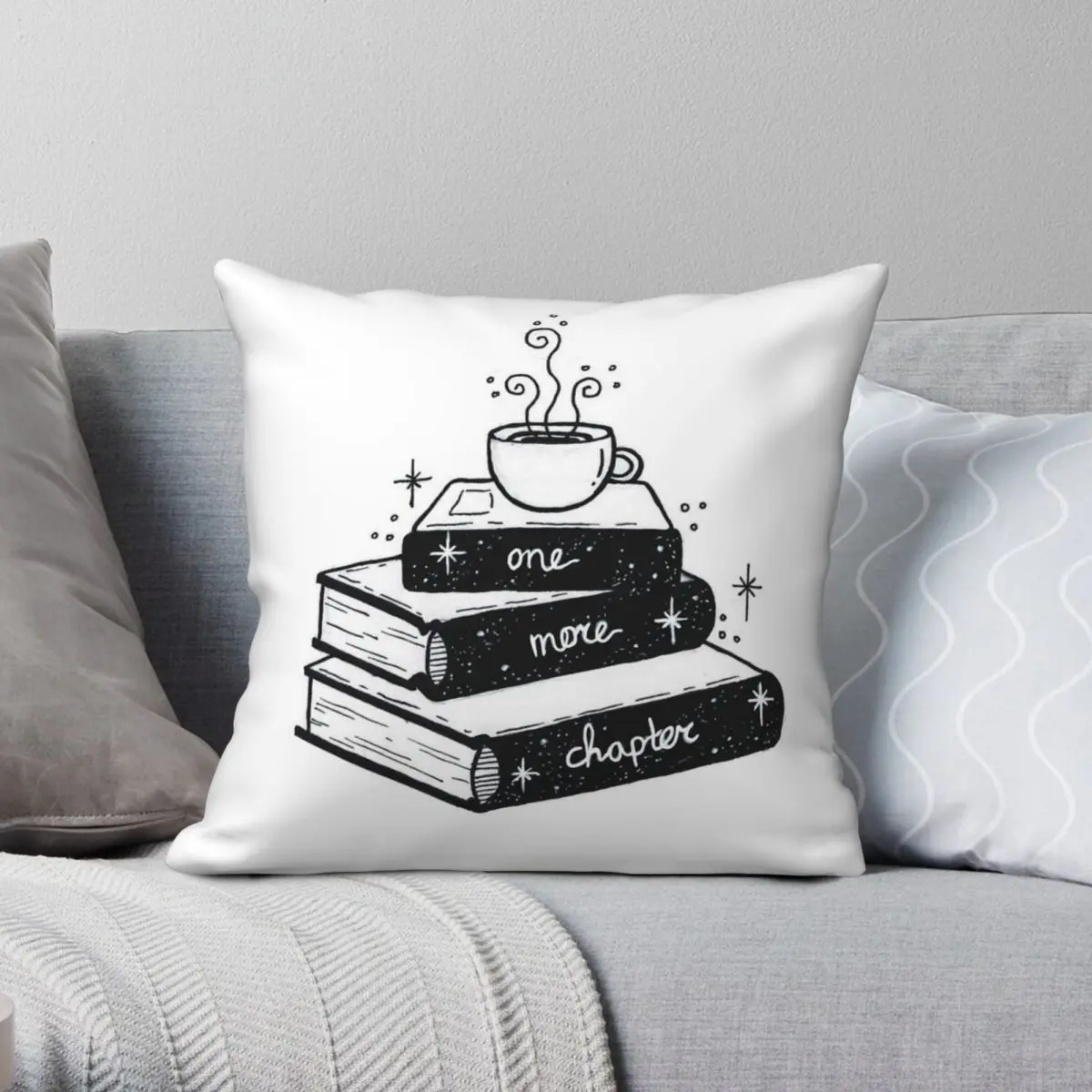 

One More Chapter Square Pillowcase Polyester Linen Velvet Printed Zip Decorative Sofa Cushion Cover