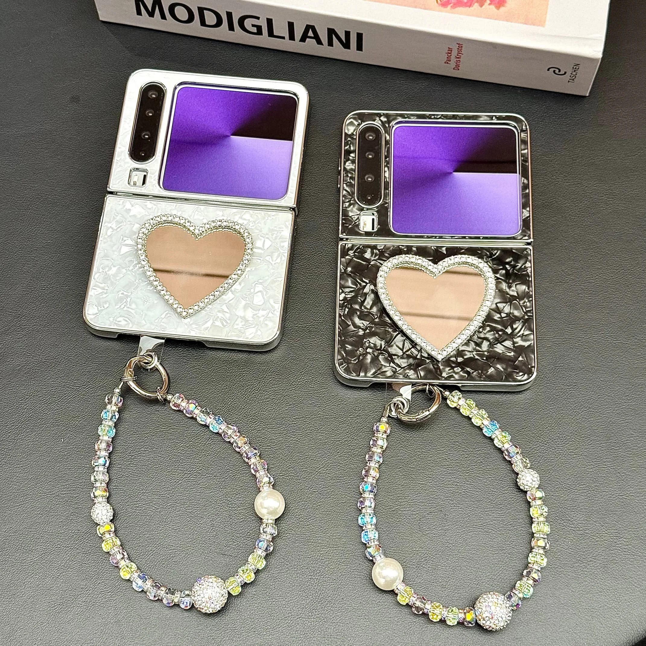 الغطاء الخلفي لهواوي بورا X حافظة شل الحب مرآة معصمه سوار سلسلة الصلب PC حافظة هاتف مقاومة للصدمات